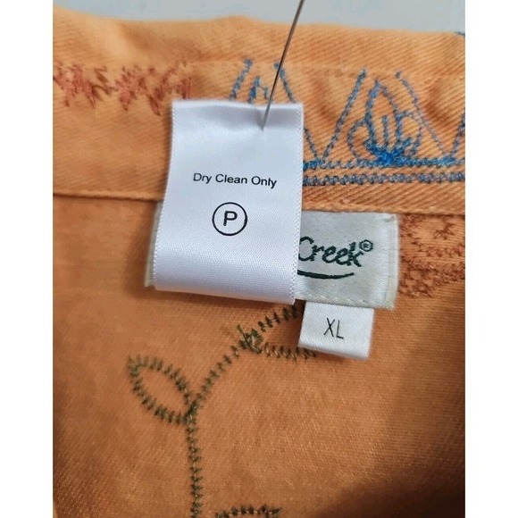 Coldwater Creek~Woman Sz. XL~Orange/Red Cotton Button-Up Boho Jacket Embroidered - Picture 7 of 9